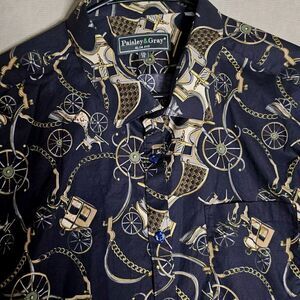 Paisley & Gray Big & Tall Mens Slim Fit Coach Print Button Down Long Sleeve XXL